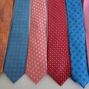 6 Pc Lot Of Mens Silk Neck Ties,  modern colors, Saks, Michael Kors, Uomo &&&